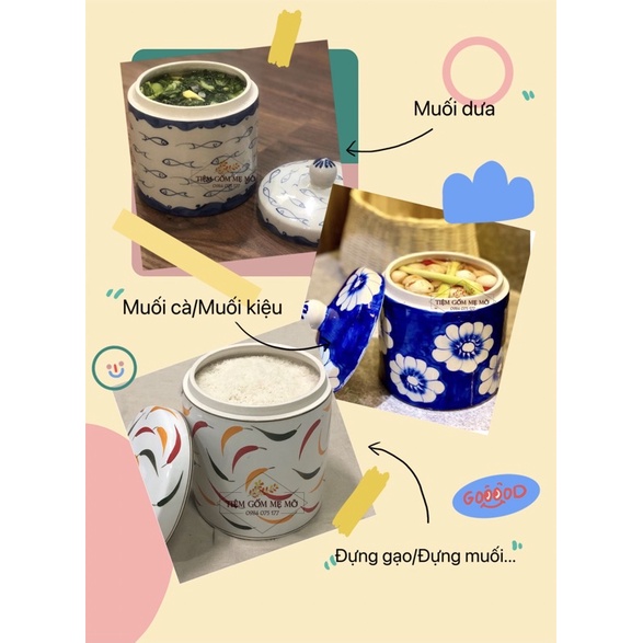 Vại muối dưa cà hũ muối dưa cà gốm sứ Bát Tràng