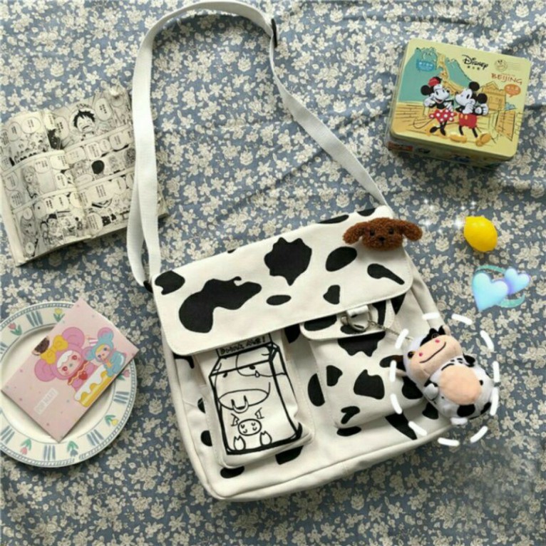 Túi tote đeo chéo hộp sữa bò sữa DINK Me unisex phong cách Hàn Quốc 1 màu duy nhất
