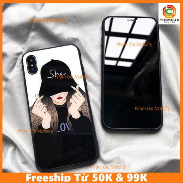 Ốp lưng ép kính chống bể các dòng xiaomi note - She He - siêu đẹp