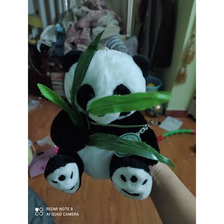 Gấu bông thú nhồi bông gấu trúc cầm lá trúc