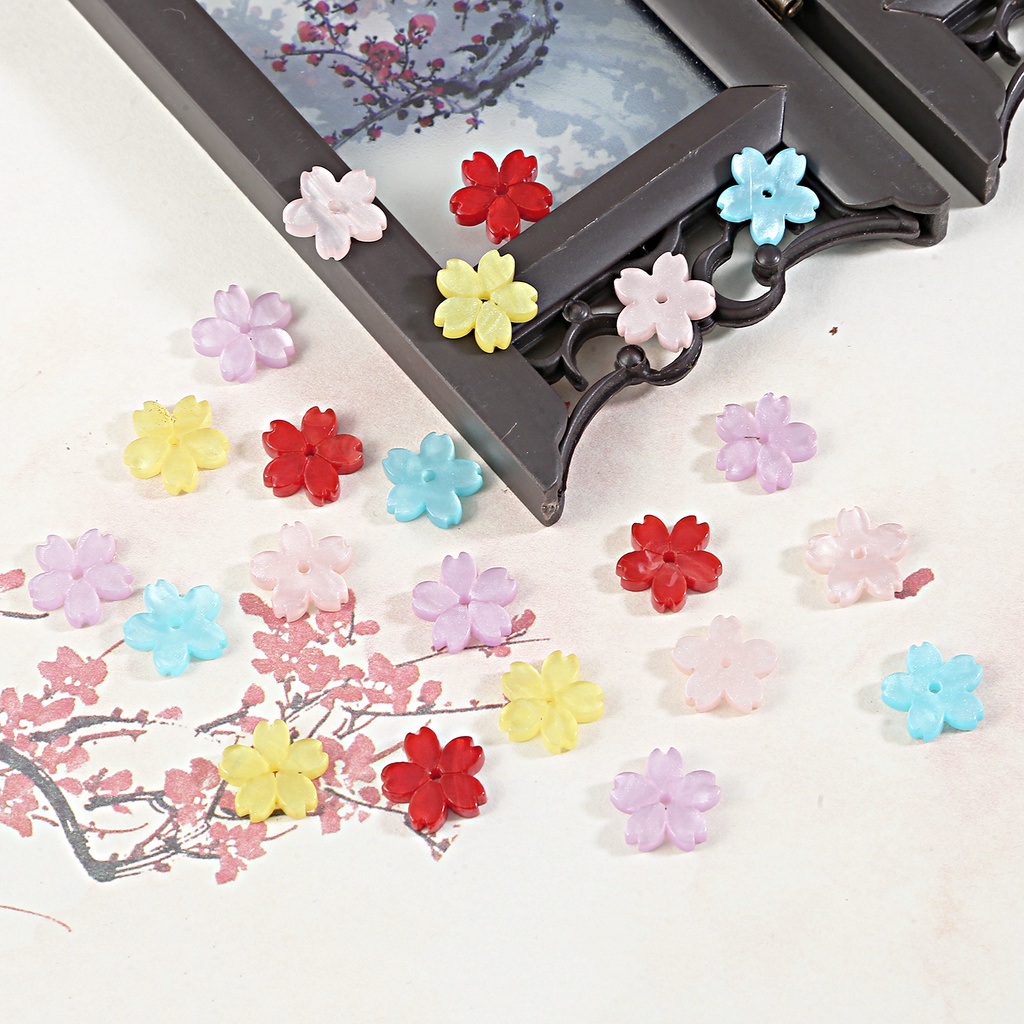 Hạt Cườm Acrylic 10mm Hình Hoa Anh Đào Nhiều Màu Sắc Làm Trang Sức Thủ Công diy