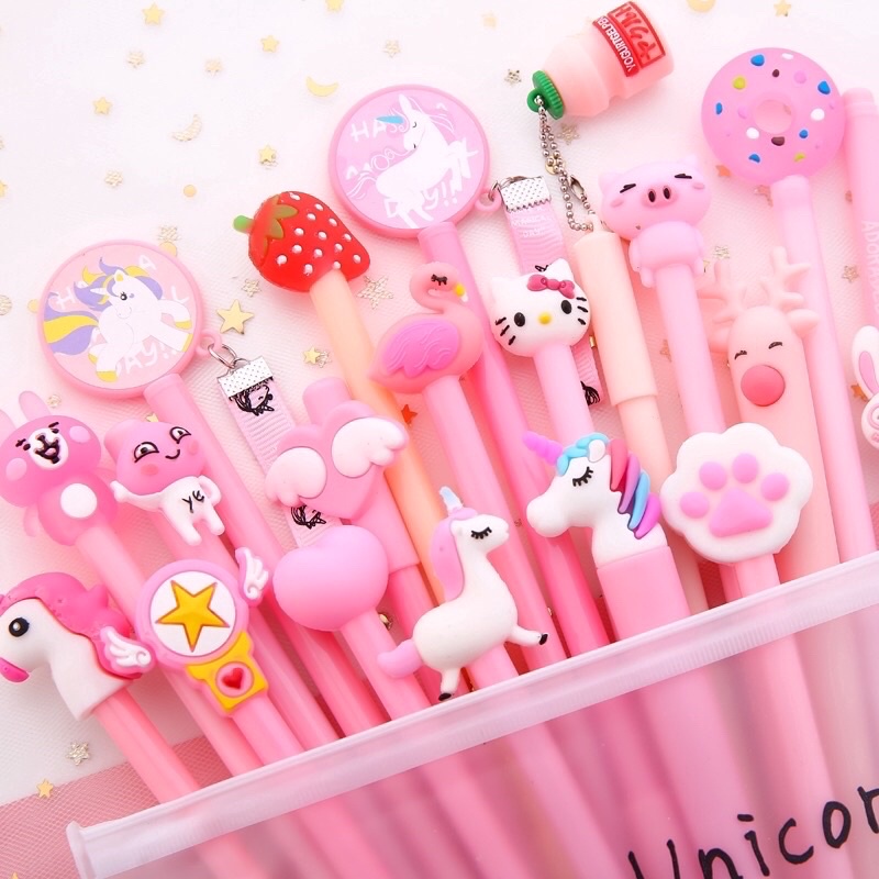 Túi 20 bút bi hoạt hình siêu dễ thương ngòi 0,3mm
