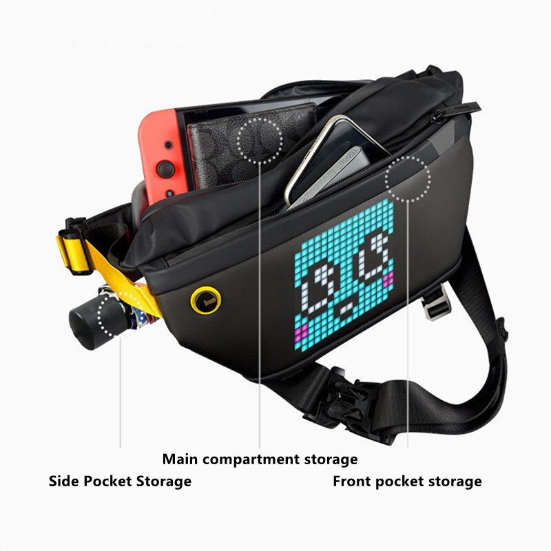 Divoom Sling Bag có thể tùy chỉnh Pixel Art Thiết kế thời trang Thể thao ngoài trời Không thấm nước