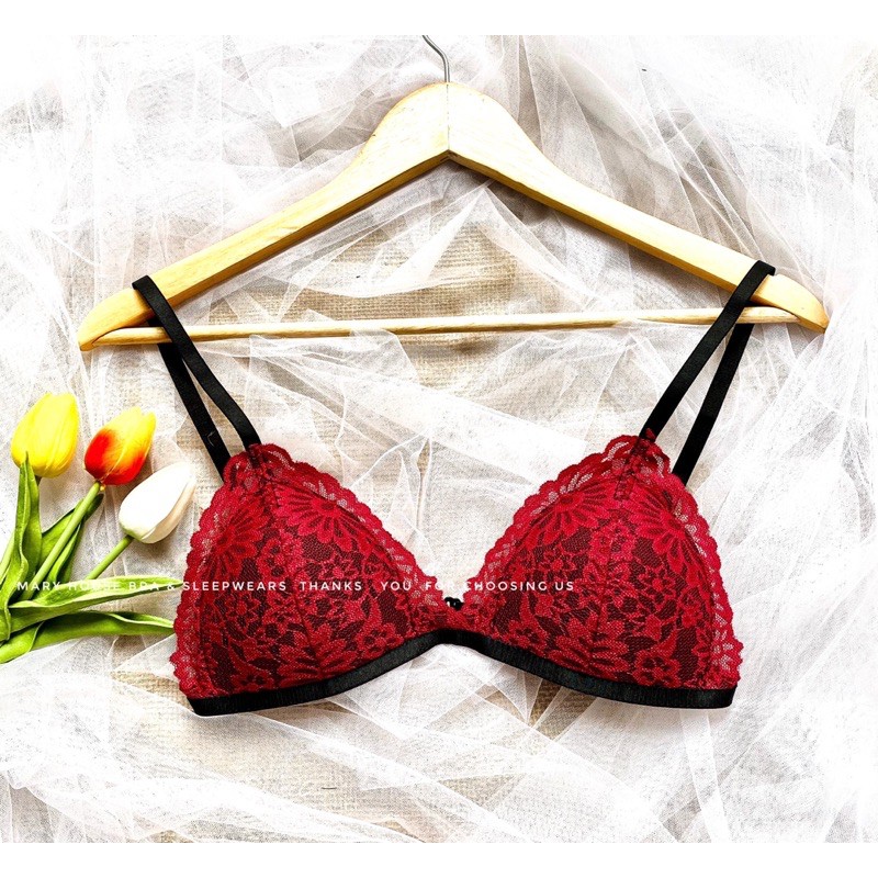 Bộ Đồ Lót Ren Mút Ngực Quần Y 10p Đỏ Đô | BigBuy360 - bigbuy360.vn