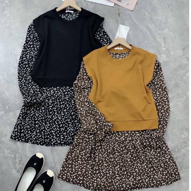 Set váy hoa nhí + áo gile (V05) B Zone