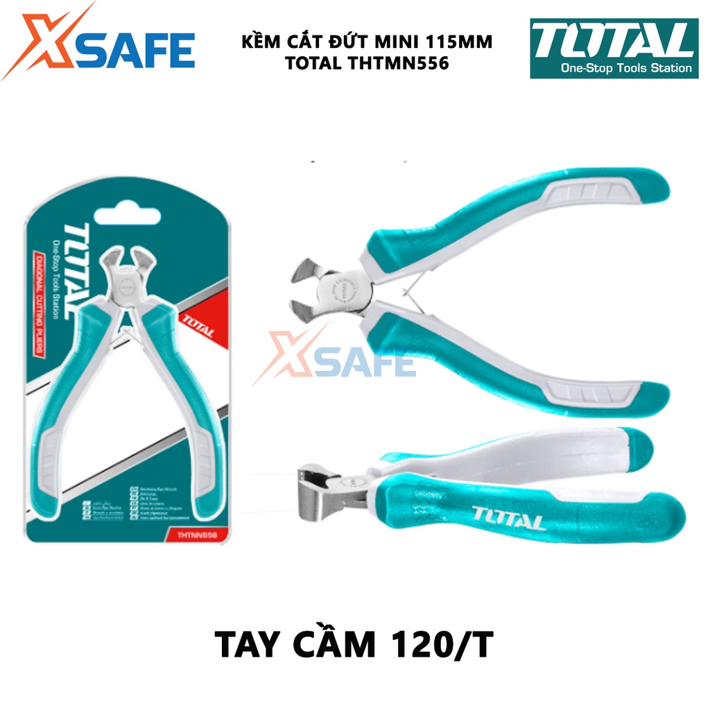 Kềm cắt đứt mini TOTAL THTMN556 | Kìm cắt đứt kích thước 4,5&quot;/115mm, thép CR-V, tay cầm cách điện,bọc cao su chống trượt