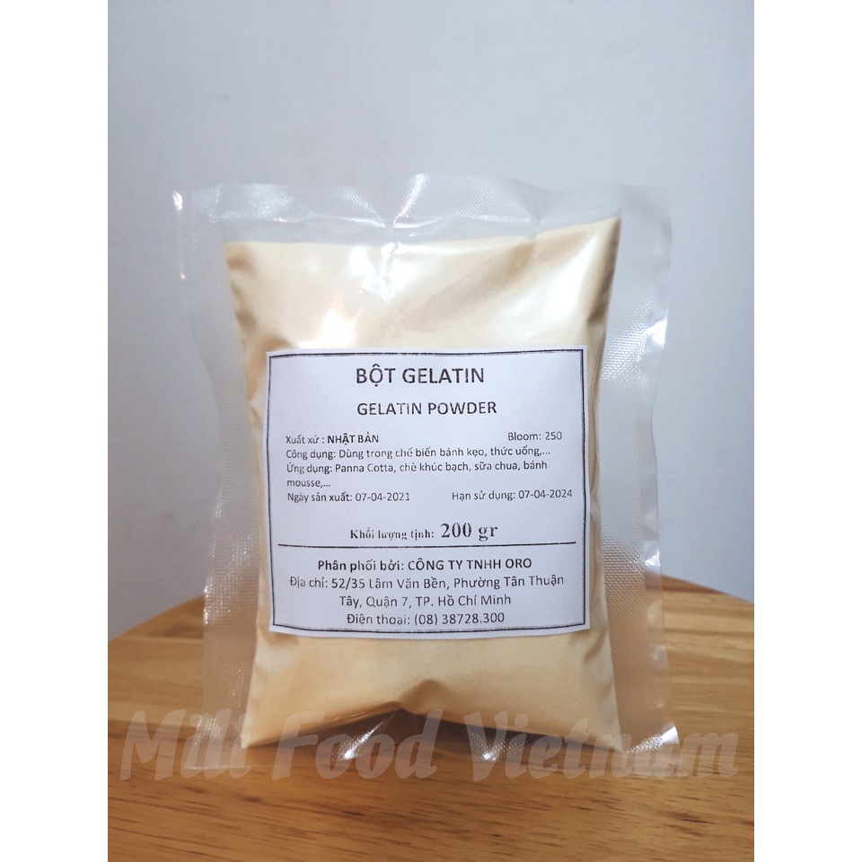 Bột Gelatine nhập Nhật Bloom 250 - 10gr, 20gr, 50gr