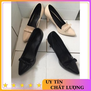 [ hàng cao cấp giày công sở bít mũi gắn nơ thời trang