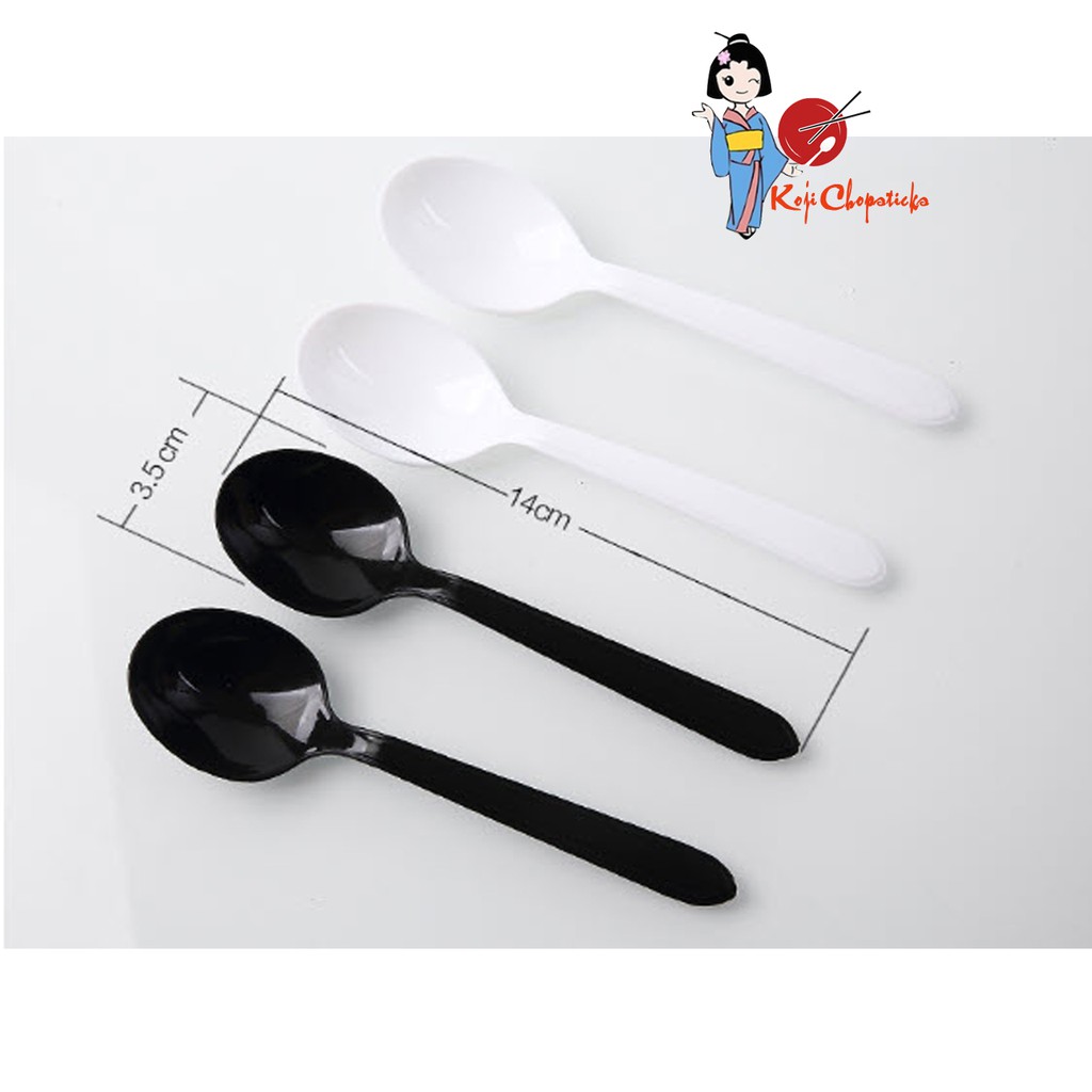 1 Thùng Muỗng Nhựa Đen Dùng Một Lần Koji