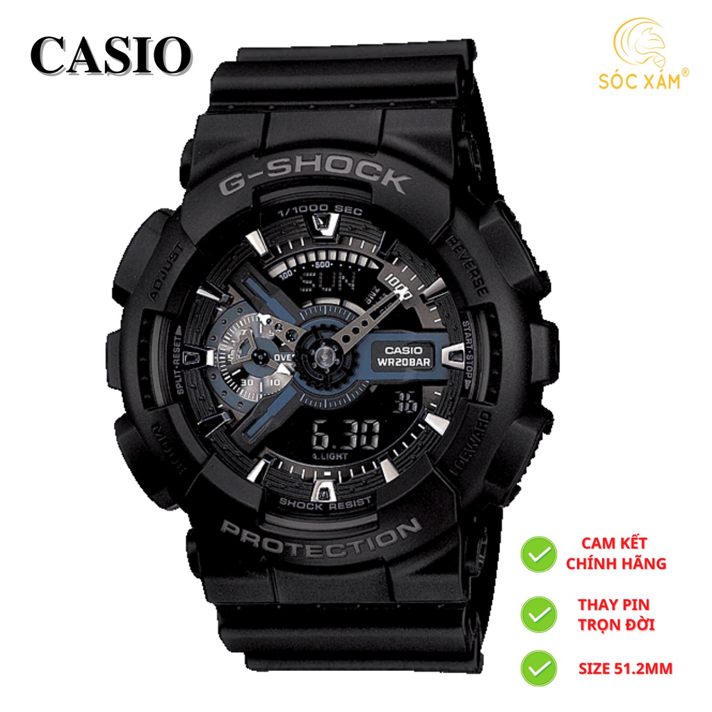 Đồng hồ nam điện tử đẹp ❤️ Đồng hồ đeo tay thể thao nam Casio G-Shock GA-110-1B chính hãng rẻ