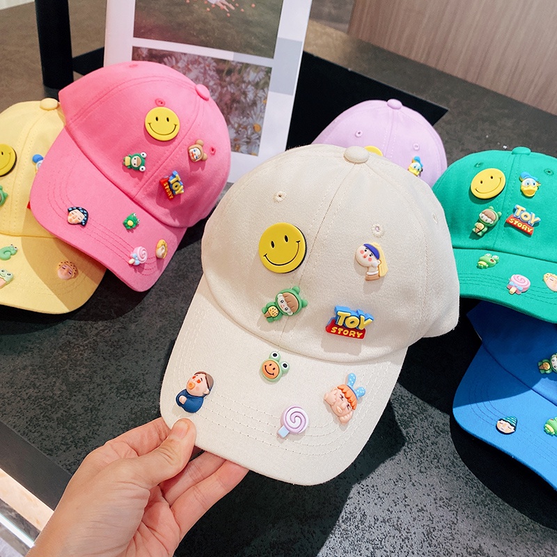 Mũ Lưỡi Trai Cotton Nguyên Chất Thêu Hình Mặt Cười Hoạt Hình Phong Cách Hàn Quốc