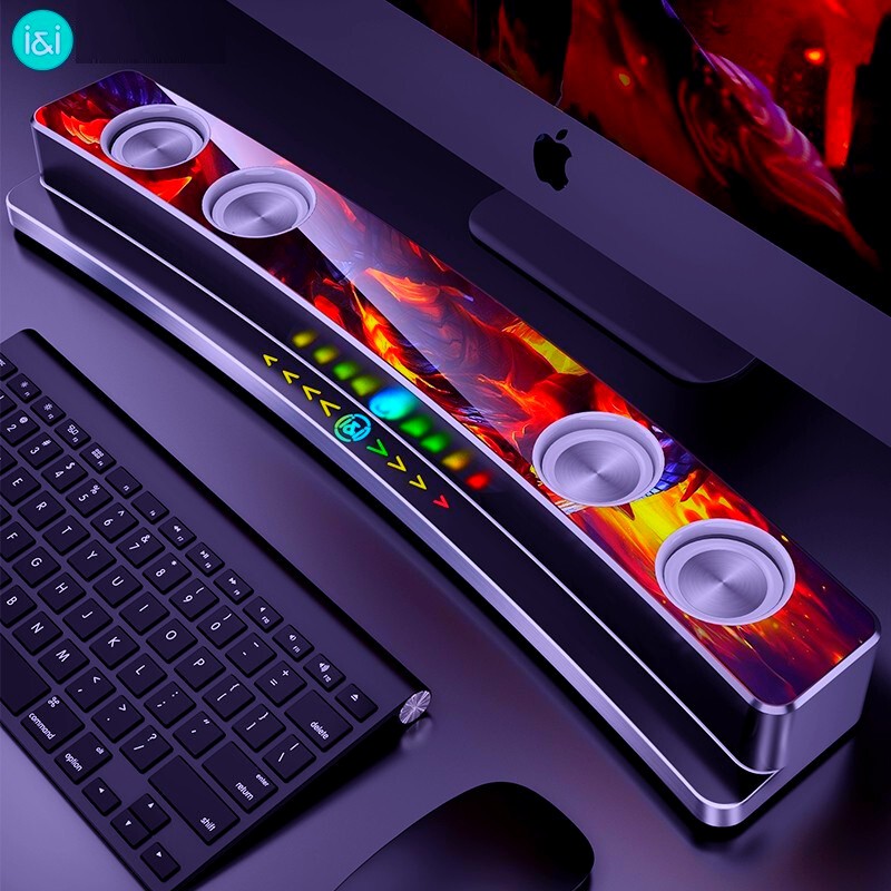 Loa Led RGB Gaming Máy Tính Soaiy SH39 - Bàn Phím Cơ Viền Bạc, Đồng Hồ Gương, Loa Bluetooth LED RGB - BẢO HÀNH 12 THÁNG