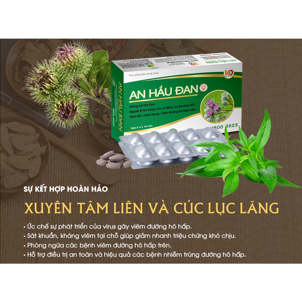 Viên Ngậm Ho An Hầu Đan Chứa Xuyên Tâm Liên Giảm Viêm Họng Hạt, Amidan, Long Đờm, Giảm Đau Rát Ngứa Họng