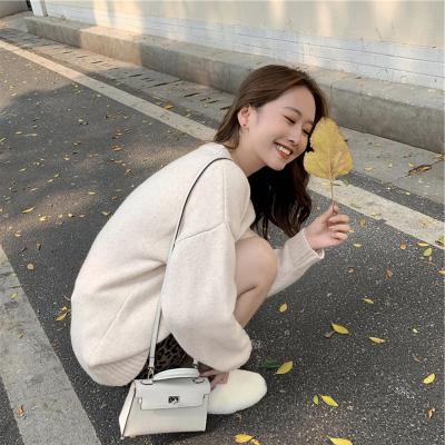 SUXI Áo sweater dáng rộng phong cách thu đông xinh xắn dành cho nữ