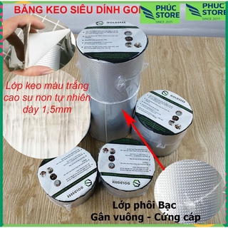 Băng keo siêu dính Nhật Bản GOLDSEEE. Lớp keo cao su non màu trắng siêu dính, cực chắc. 2 kích thước