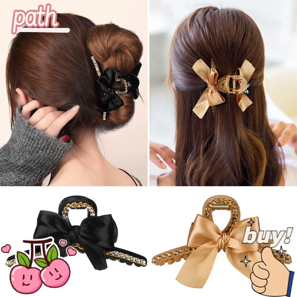 Kẹp Tóc Màu Đen / Khaki Hình Nơ Xinh Xắn Thời Trang