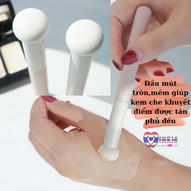 Cọ che khuyết điểm tán phấn mắt thiết kế mới đầu mút tròn dặm đều kem cán gỗ màu hồng pastel - Mẫu mới