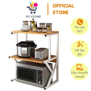 Kệ để lò vi sóng khung sắt 1, 2 tầng, kệ bếp đa năng để đồ gia dụng, gia vị mặt gỗ mdf bóng cao cấp