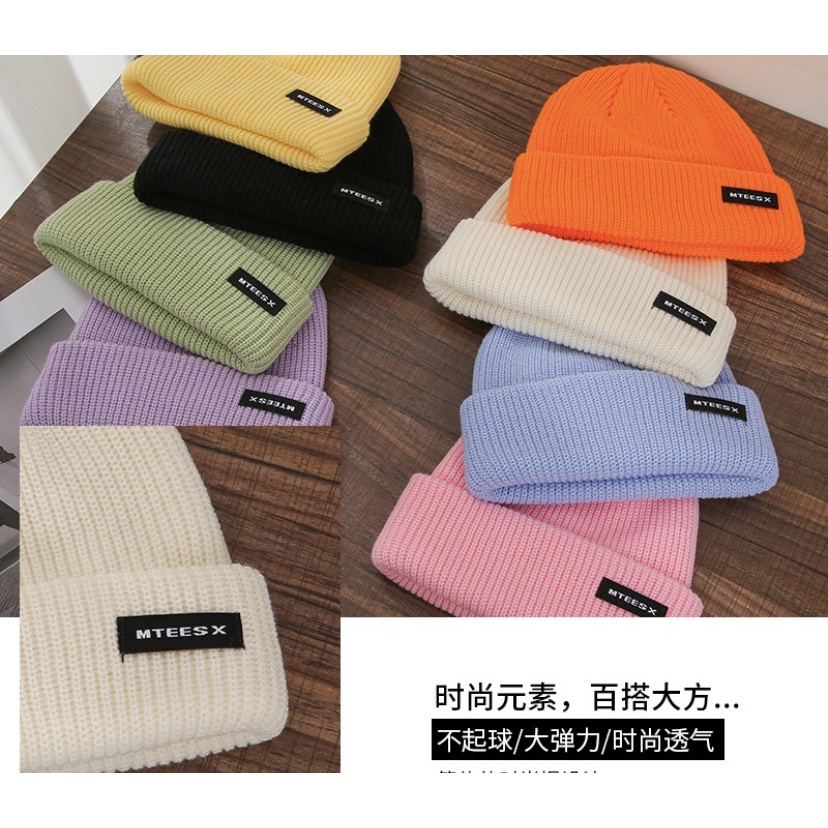 Mũ Nón Len Beanie Trơn Basic Phong Cách Retro HipHop Hàn Quốc Nam Nữ Unisex