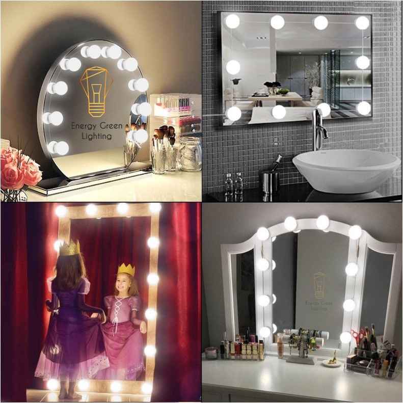 Set 10 bóng đèn LED Energy Green Lighting chiếu sáng gương trang điểm BL-030 - Dán gương tiện lợi - 5 chế độ sáng