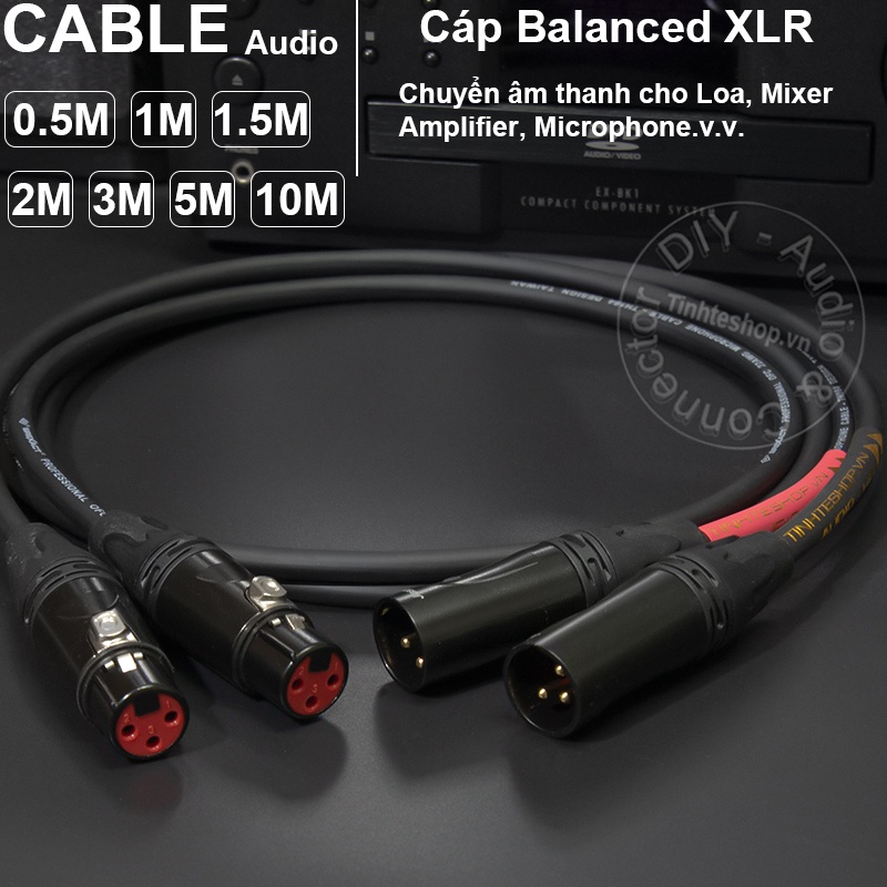 Cặp dây canon đực cái DIY 0.5M đến 5M - XLR male female cable