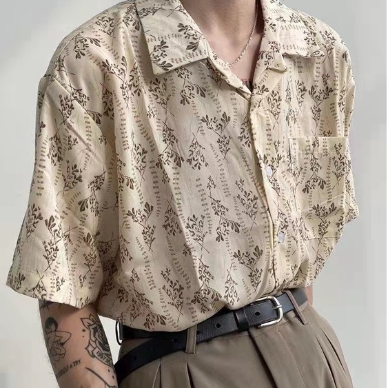 áo đi biển nam cuban shirt áo sơ mi tay ngắn họa tiết hoa thời trang phong cách hàn cho không nhăn sơ mi hawaii