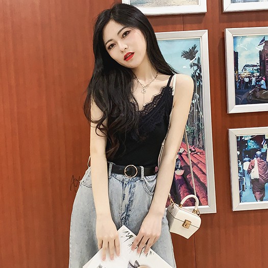 Cocory vn Áo hai dây phối ren quyến rũ cho nữ