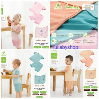 Bộ cộc tay sợi tre Lullaby NH621P, áo bổ nẹp, quần đùi bé trai, bé gái siêu mát và mềm mịn