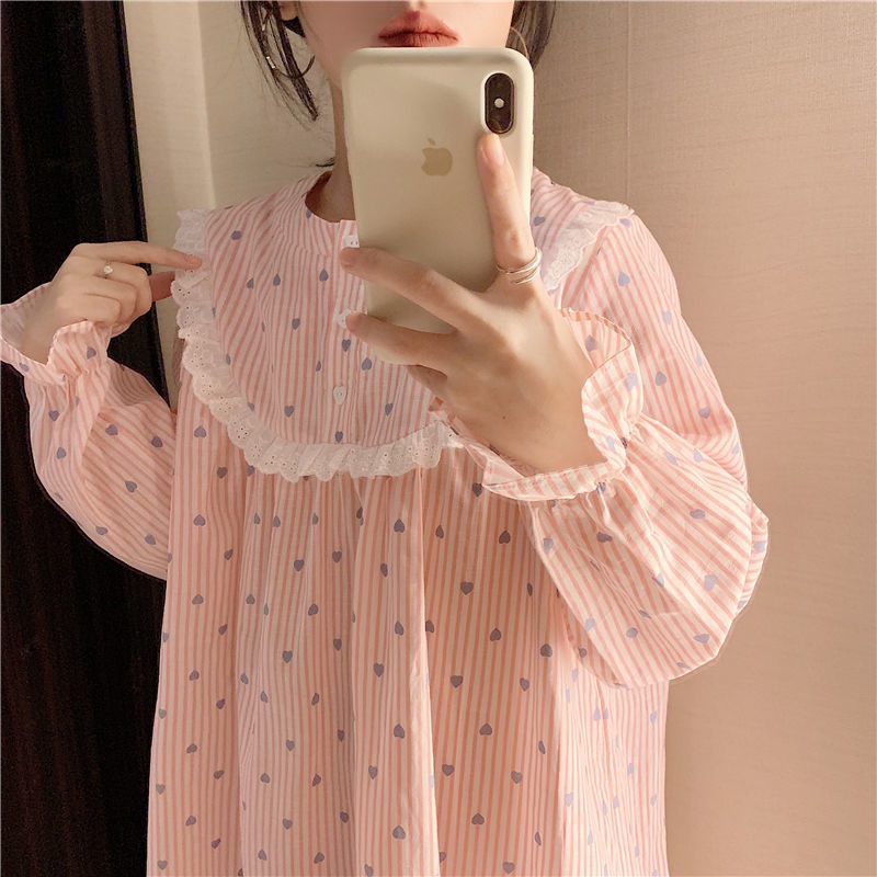 Đầm ngủ dài tay thời trang mùa thu hàn quốc dành cho nữ