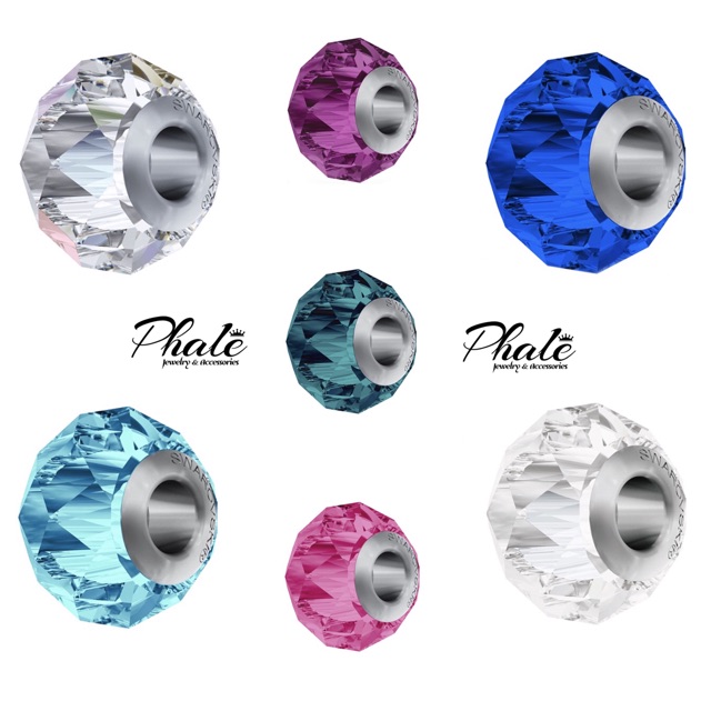 BeCharm Pha Lê Swarovski Mặt Cắt Dát Hình Thoi S14mm