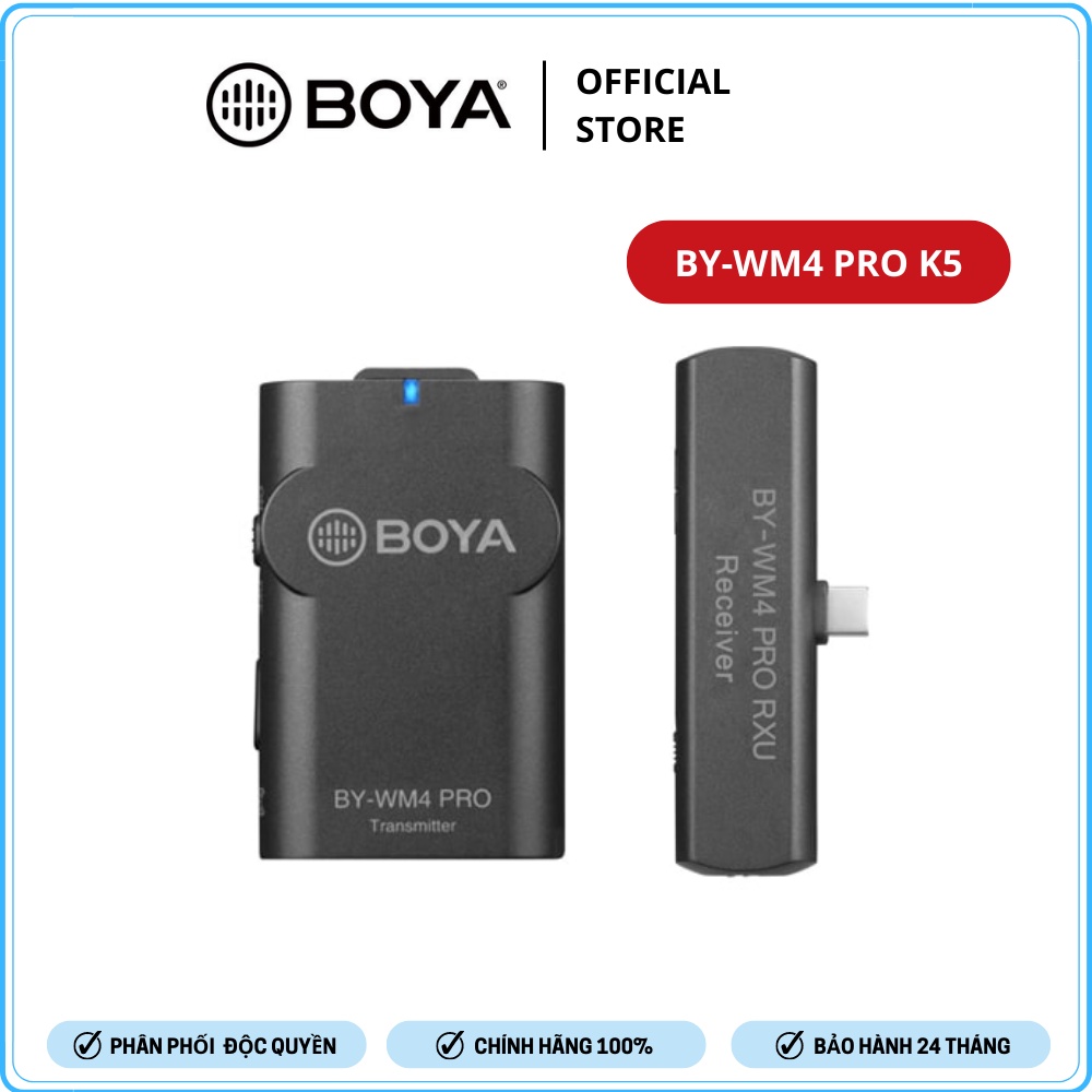 BOYA BY-WM4 Pro K5 - Hàng Chính Hãng - Mic thu âm không dây cổng Type-C | Thu cho 1 người | Dành cho điện thoại Android