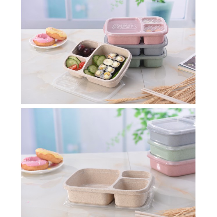 Hộp đựng cơm văn phòng 3 ngăn nắp trong suốt, hộp bảo quản thực phẩm đa năng mã HC20 | BigBuy360 - bigbuy360.vn