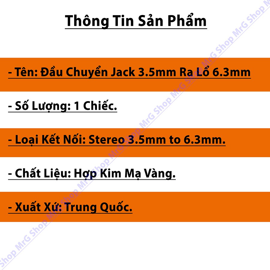 Đầu Chuyển Jack 3.5mm Ra Lổ 6.35mm (6ly 6.5ly) màu vàng giá 1 chiếc