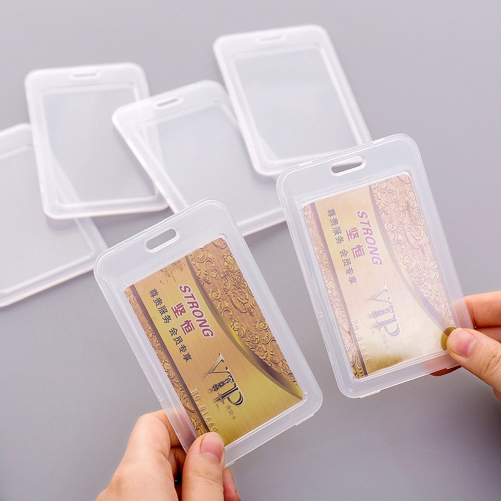 Set 2 Bao Đựng Thẻ Học Sinh / Văn Phòng Bằng Nhựa Trong Suốt Nắp Lật An Toàn