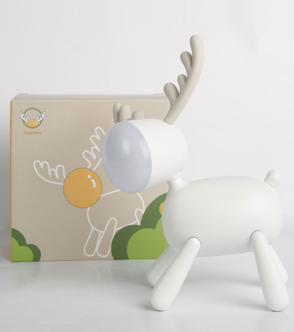 Uareliffe Đèn ngủ Reindeer có hẹn giờ thông minh Tắt USB Đèn đọc sách để bàn có thể sạc lại 2 chế độ Độ sáng Ánh sáng dịu Bảo vệ mắt Đèn LED Hình dáng dễ thương Đèn ngủ Phòng ngủ Đèn ngủ tại nhà