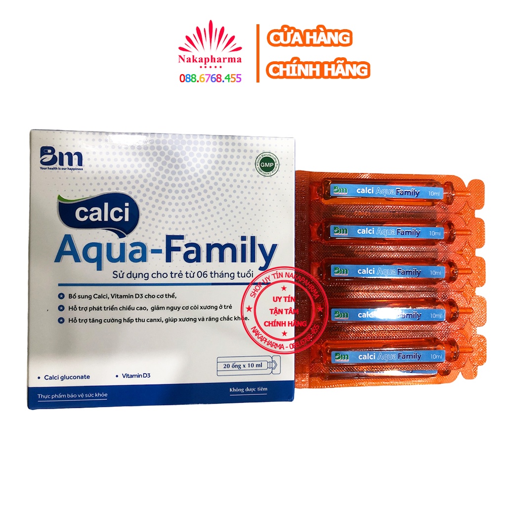 Calci Aqua Family Bạch Mai – Bổ sung vitamin D3 và canxi, hỗ trợ phát triển chiều cao, giảm nguy cơ còi xương