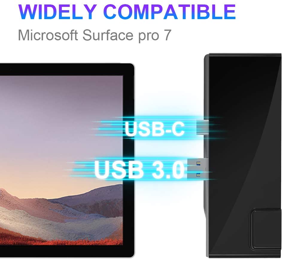 Trung tâm đế cắm Microsoft Surface Pro 7, Bộ điều hợp Surface Pro 2019 7 trong 2 với HDMI 4K, sạc USB C PD, 2 cổng USB 3.0 (5Gbps), Đầu đọc thẻ SD / TF, Trạm đế cắm Gigabit Ethernet LAN Pro 7