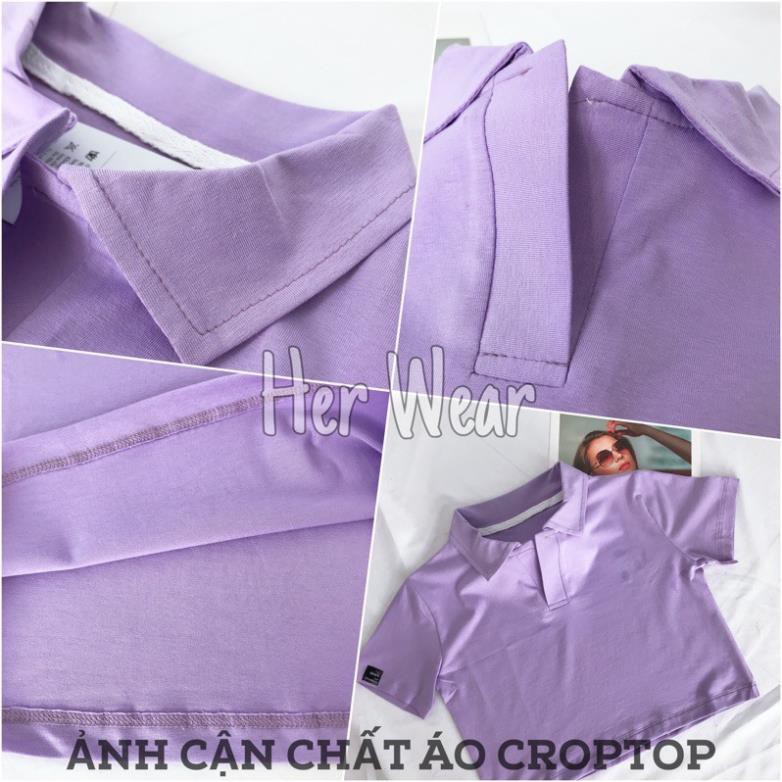 [HÀNG BÁN SHOP] Áo croptop nữ Polo cổ bẻ, dáng ôm nhẹ chất cotton co dãn thoáng mát. 💖 '