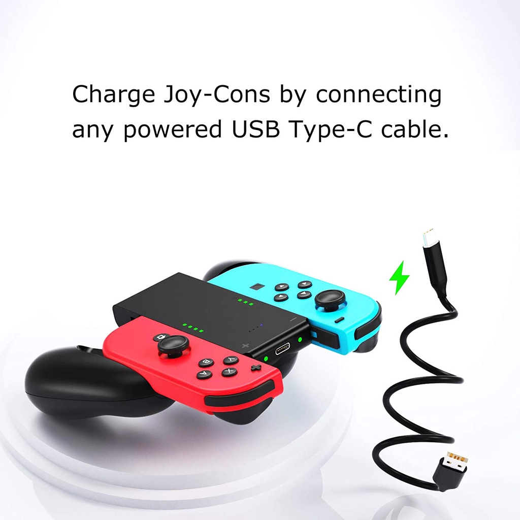Bộ sạc pin LAMMCOU 2000mAh có đèn LED báo hiệu cho tay cầm chơi game Joy Con Nintendo Switch