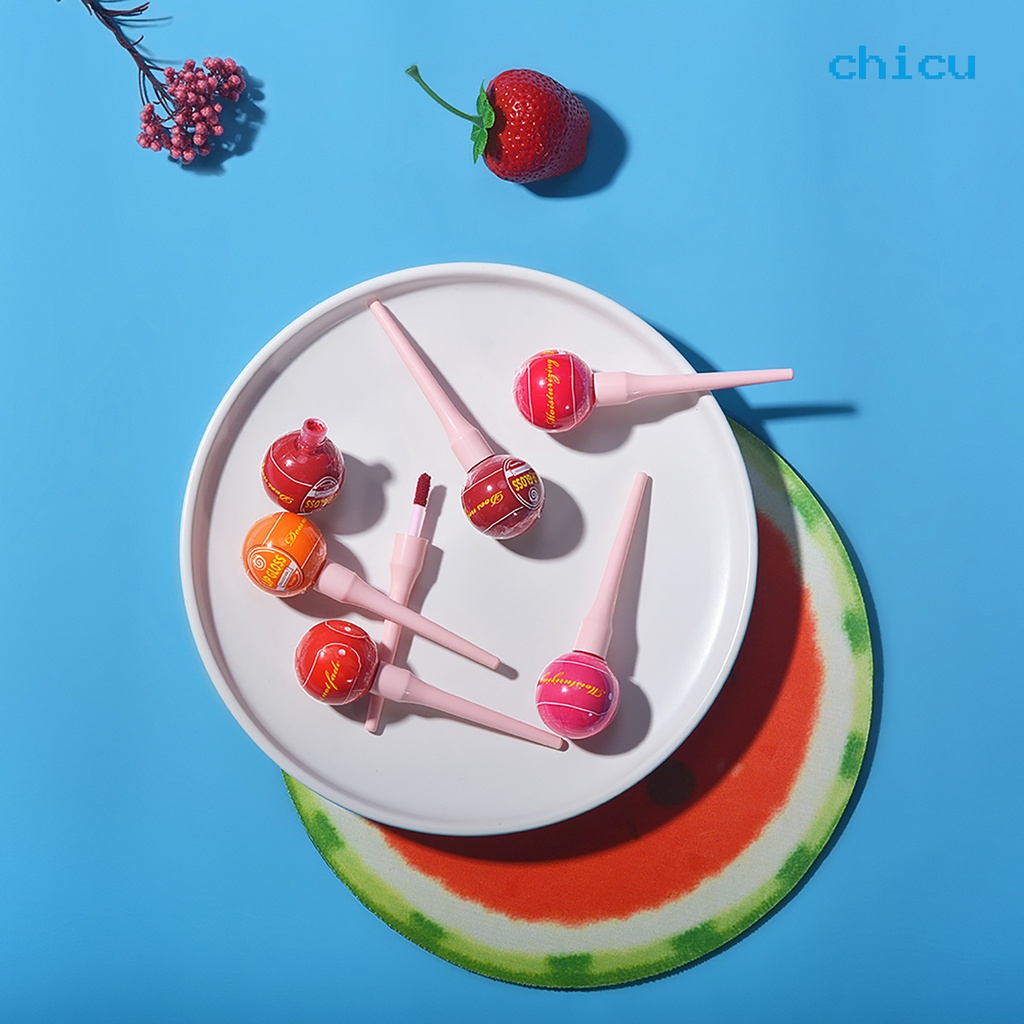 [Hàng mới về] Son bóng kem lì chống dính kháng nước thiết kế hình que kẹo mút sáng tạo hiệu quả