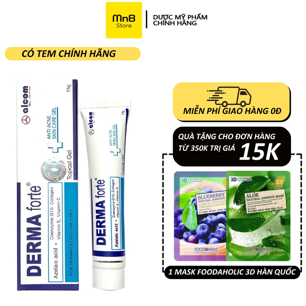 Derma Forte Gel giảm mụn thâm làm sáng da cho da dầu mụn nhạy cảm 15g