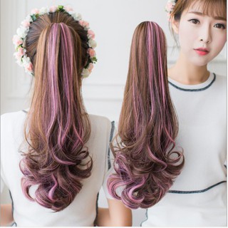 Tóc Giả Ngoạm Xoăn Đuôi Ngựa Line Hồng Dài 50cm