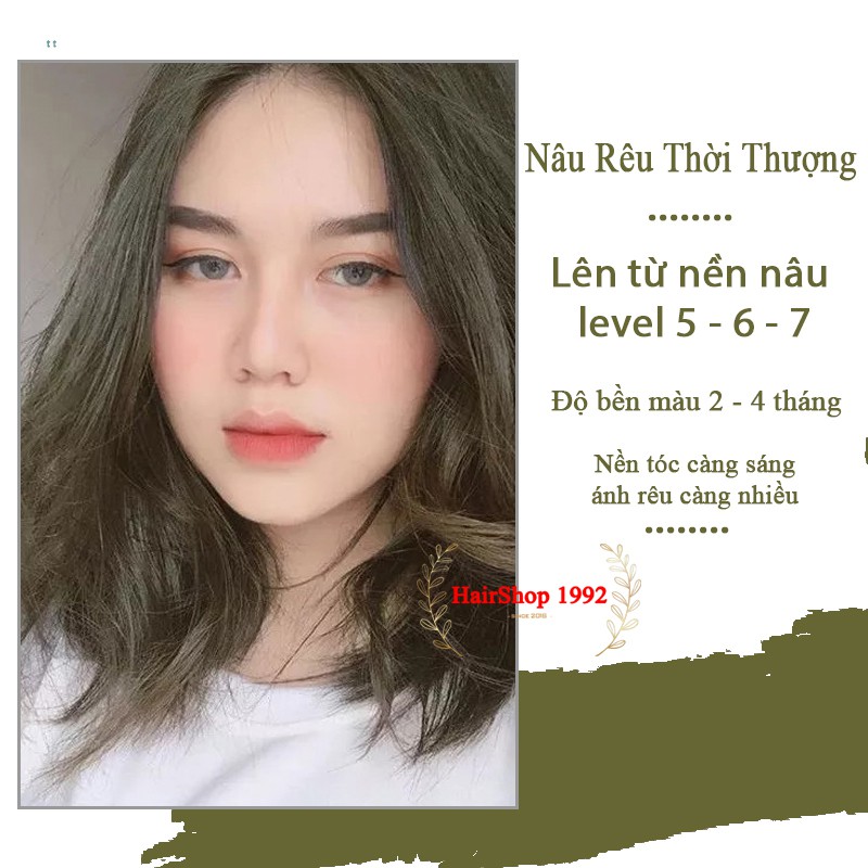 Thuốc Nhuộm Tóc Màu Nâu Rêu Hàn Quốc Lên Từ Nền Nâu level 5 - 6 ( Tặng Trợ Nhuộm )