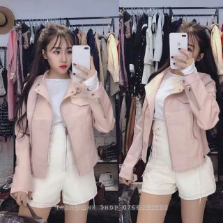 💓Áo da màu hồng phấn ( Ảnh thật )