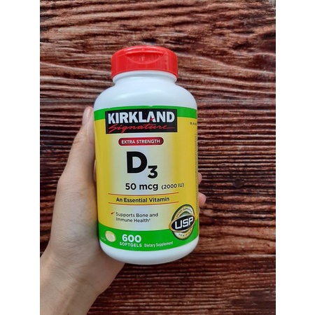 Viên Uống Bổ Sung Vitamin D3 Kirkland D3 50 Mcg (2000iu) - 600 Viên - Mỹ