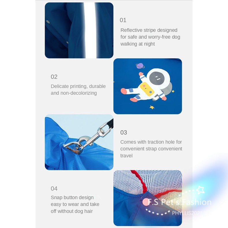 Áo Mưa Thời Trang Nhiều Màu Sắc Cho Chó Cỡ Vừa Và Lớn 3XL-8XL