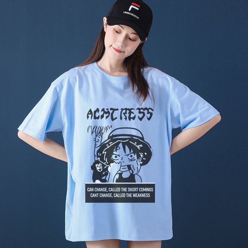 Áo thun unisex nam nữ tay lỡ phông form rộng teen cổ tròn oversize cotton LUFFY giá rẻ màu đen trắng tee pull freesize