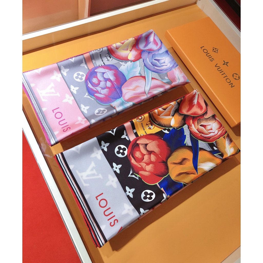 Khăn Quàng Cổ Vuông Bằng Lụa In Họa Tiết Hoa Sang Trọng Thời Trang Mới 2022 35.4 * 35.4 inch