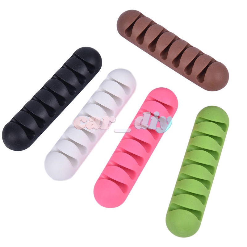 Kẹp Cố Định Dây Cáp Sạc USB Bằng Silicone Tự Dính Tiện Lợi Dành Cho Xe Hơi / Nhà Cửa