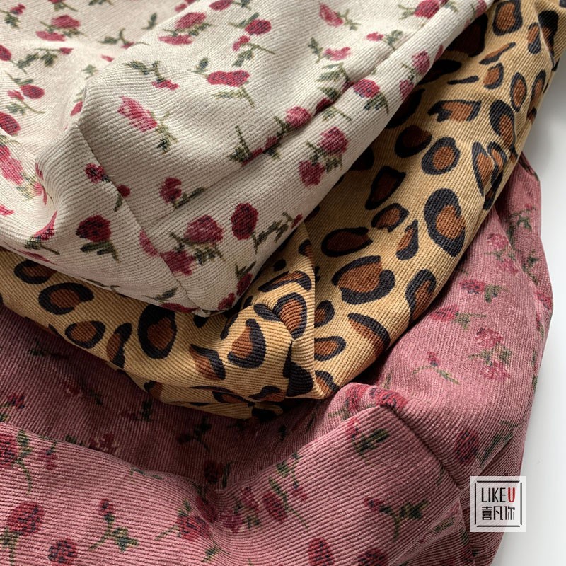 Túi tote vải nhung gân mịn da báo beo bò sữa ngựa vằn hoa nhí ulzzang